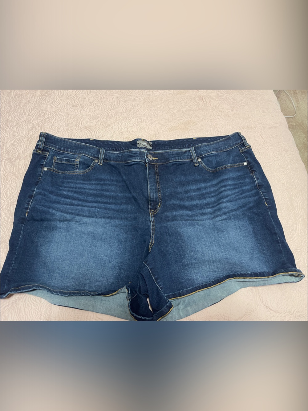 torrid Dark Blue Denim Roll-Cuff Shorts